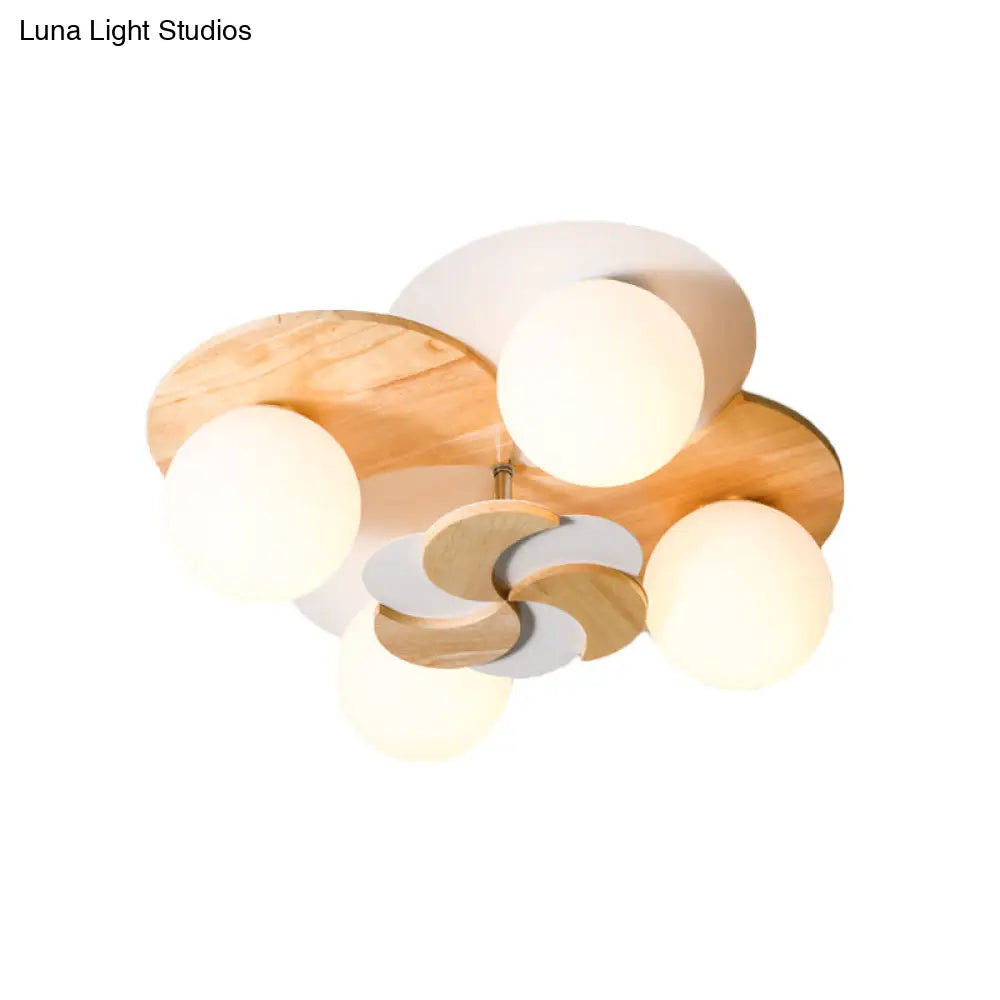 DecorBites™ DecorBites™ Green/White Nordic Semi-Flush Mount Lighting with 4 Bulbs for Bedroom