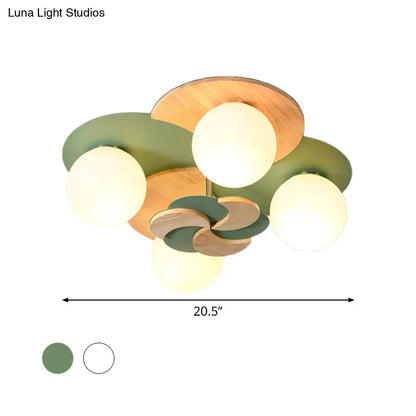 DecorBites™ DecorBites™ Green/White Nordic Semi-Flush Mount Lighting with 4 Bulbs for Bedroom