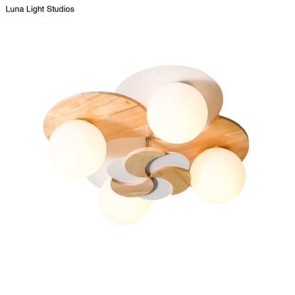 DecorBites™ DecorBites™ Green/White Nordic Semi-Flush Mount Lighting with 4 Bulbs for Bedroom