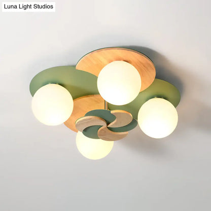 DecorBites™ DecorBites™ Green/White Nordic Semi-Flush Mount Lighting with 4 Bulbs for Bedroom