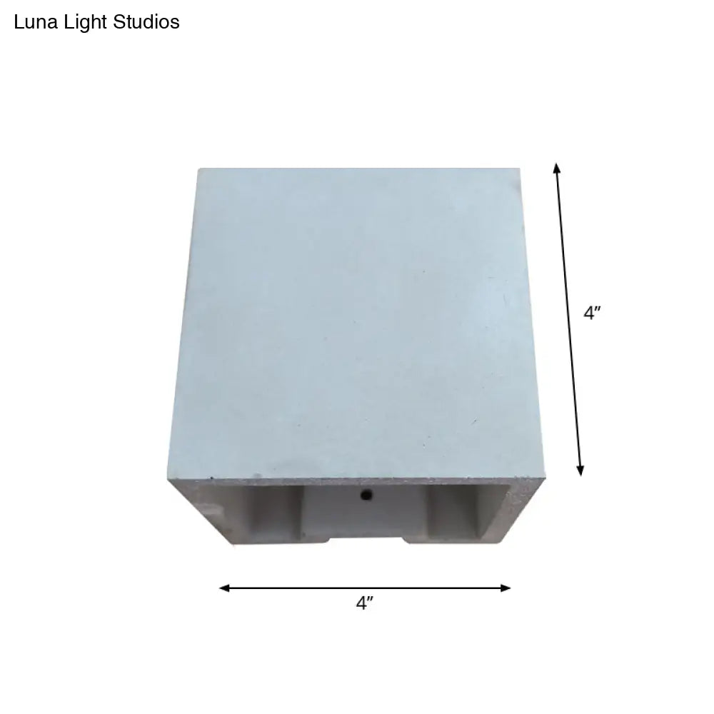 DecorBites™ Grey Flush Mount Wall Light Nordic 1 Head - Cube/Cuboid Cement - Up & Down Sconce Light for Stairs - 4"/5"/7" Wide