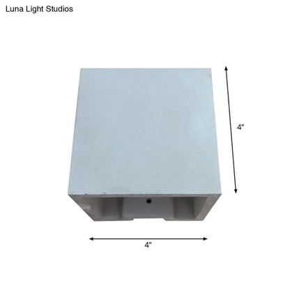 DecorBites™ Grey Flush Mount Wall Light Nordic 1 Head - Cube/Cuboid Cement - Up & Down Sconce Light for Stairs - 4"/5"/7" Wide