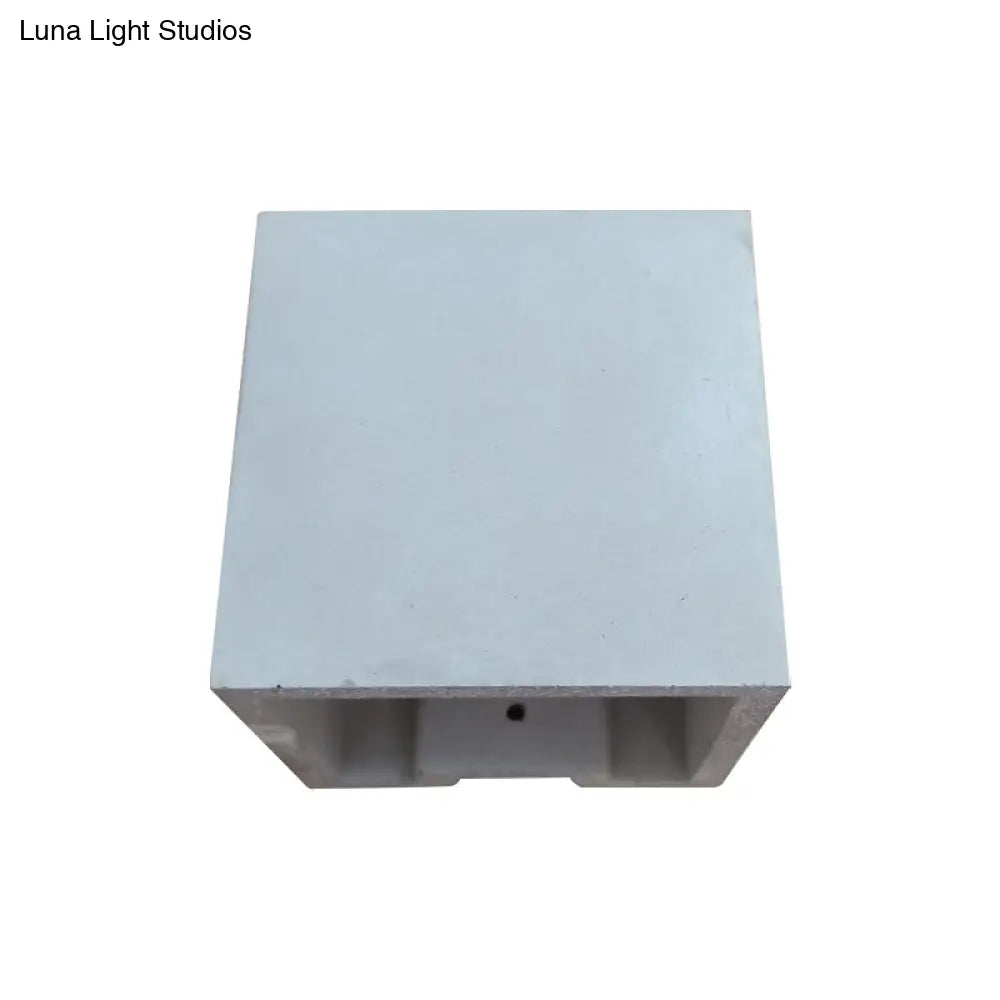 DecorBites™ Grey Flush Mount Wall Light Nordic 1 Head - Cube/Cuboid Cement - Up & Down Sconce Light for Stairs - 4"/5"/7" Wide