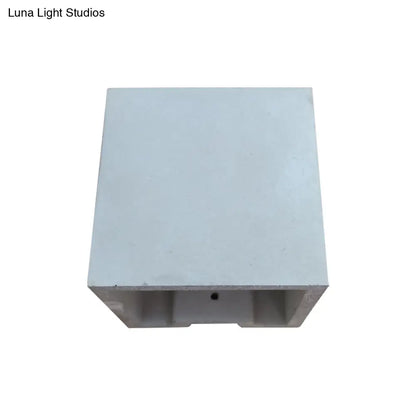 DecorBites™ Grey Flush Mount Wall Light Nordic 1 Head - Cube/Cuboid Cement - Up & Down Sconce Light for Stairs - 4"/5"/7" Wide