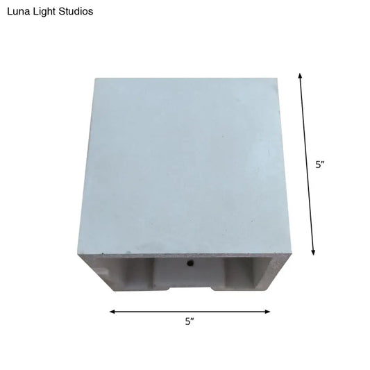 DecorBites™ Grey Flush Mount Wall Light Nordic 1 Head - Cube/Cuboid Cement - Up & Down Sconce Light for Stairs - 4"/5"/7" Wide
