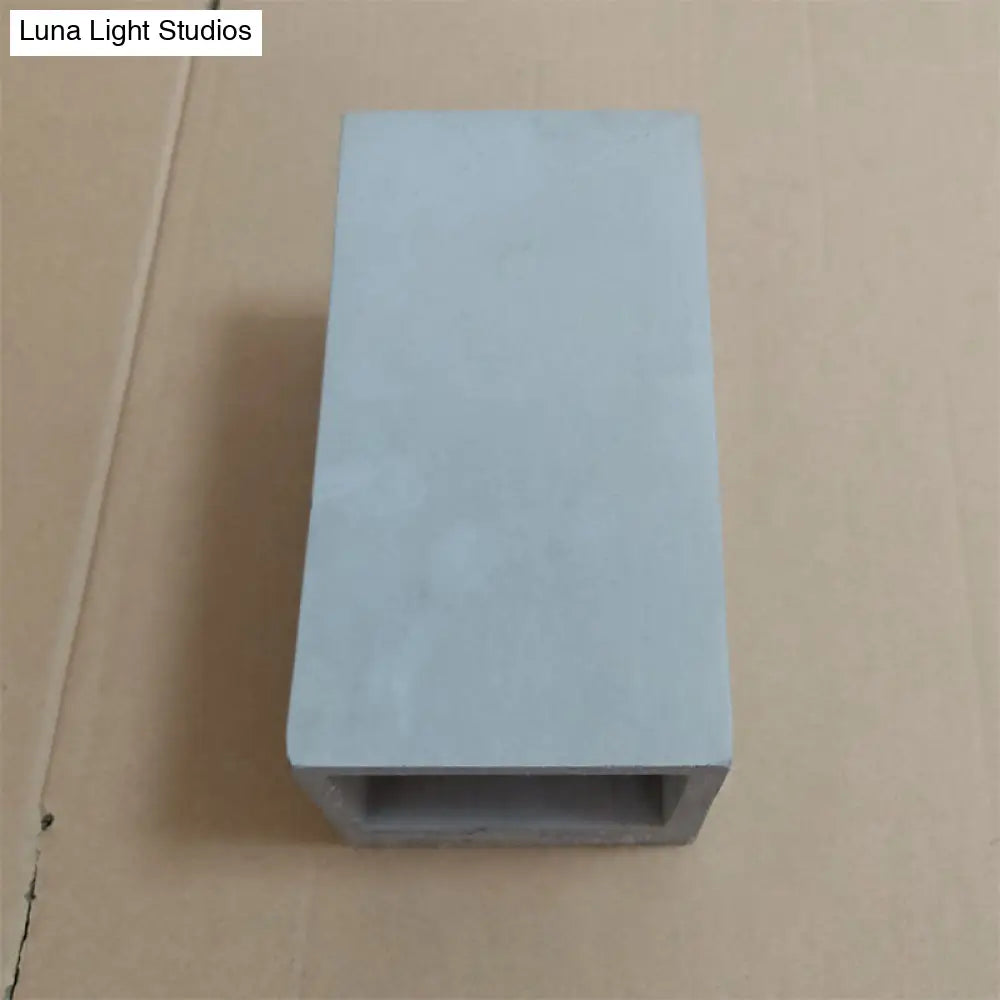 DecorBites™ Grey Flush Mount Wall Light Nordic 1 Head - Cube/Cuboid Cement - Up & Down Sconce Light for Stairs - 4"/5"/7" Wide