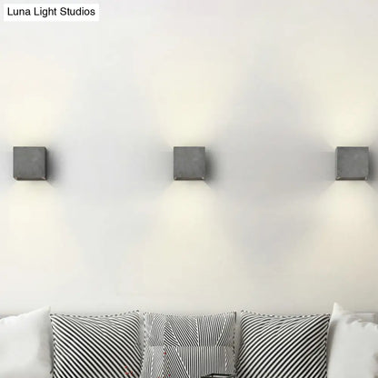 DecorBites™ Grey Flush Mount Wall Light Nordic 1 Head - Cube/Cuboid Cement - Up & Down Sconce Light for Stairs - 4"/5"/7" Wide