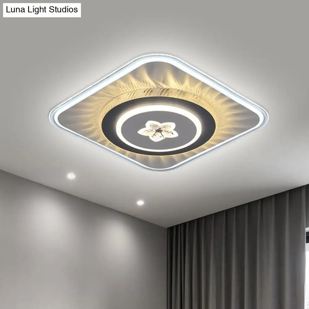 DecorBites™ DecorBites™ Grey Nordic Square Flush Mount LED Ceiling Light Fixture with Acrylic Design (Round/Heart)