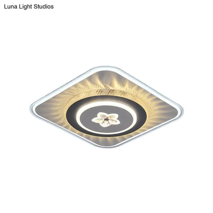 DecorBites™ DecorBites™ Grey Nordic Square Flush Mount LED Ceiling Light Fixture with Acrylic Design (Round/Heart)