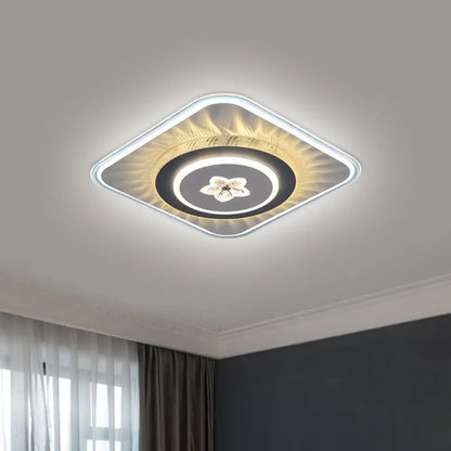 DecorBites™ DecorBites™ Grey Nordic Square Flush Mount LED Ceiling Light Fixture with Acrylic Design (Round/Heart)