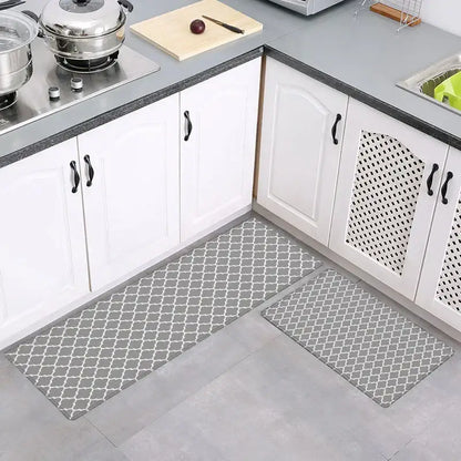 Grey plaid kitchen rug with gray geometric pattern and subtle white lattice design for decorbites grey plaid decor