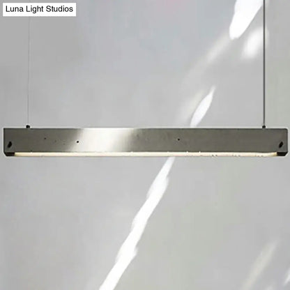 Grey Rectangular Ceiling Light for Office - Simple 1 Head Suspension Lighting in Cement