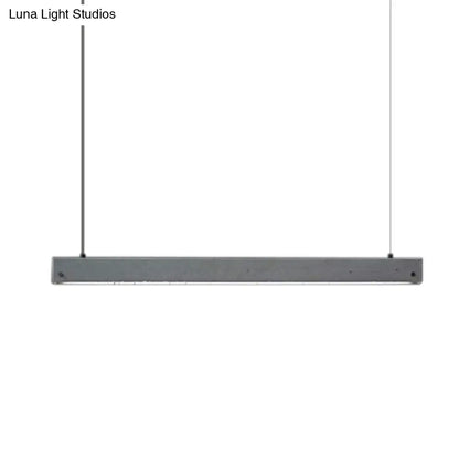 Grey Rectangular Ceiling Light for Office - Simple 1 Head Suspension Lighting in Cement