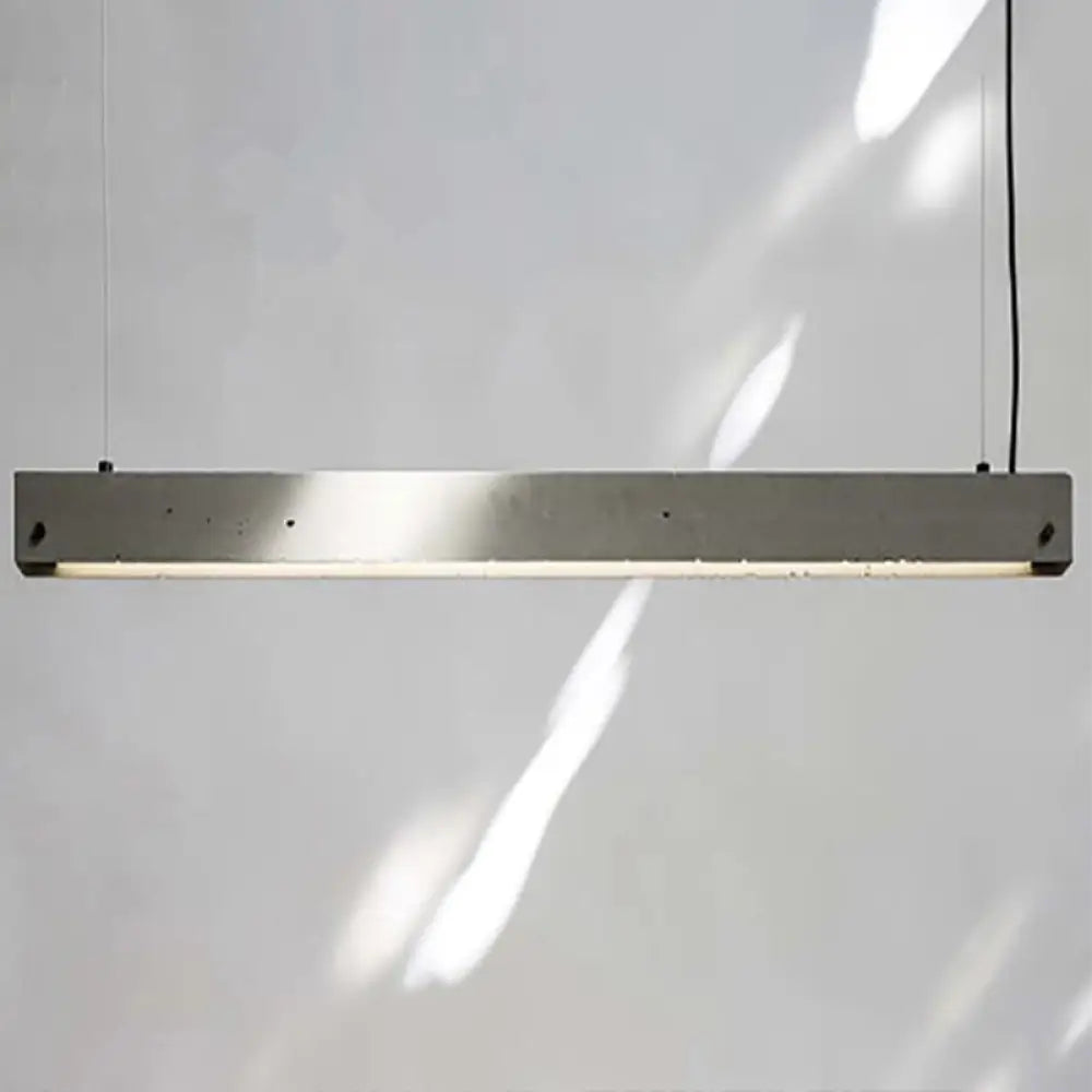 Grey Rectangular Ceiling Light for Office - Simple 1 Head Suspension Lighting in Cement