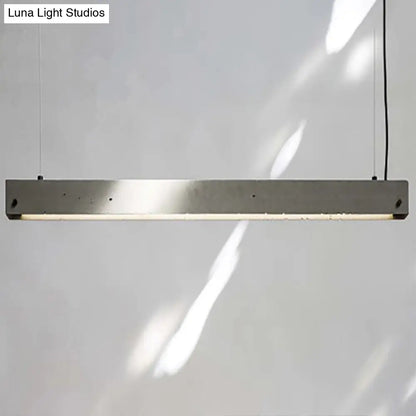 Grey Rectangular Ceiling Light for Office - Simple 1 Head Suspension Lighting in Cement