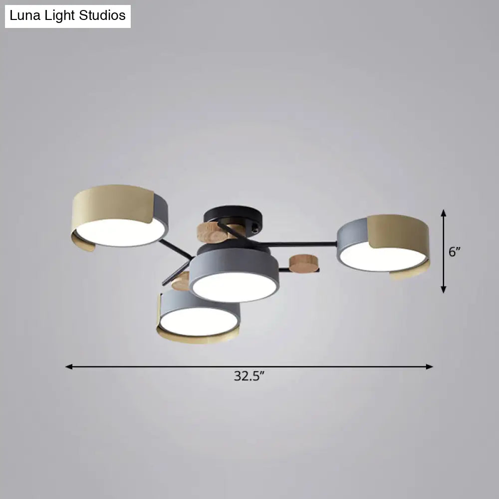 DecorBites™ DecorBites™ Grey Round Dining Room LED Ceiling Fixture with Acrylic Semi Flush Mount