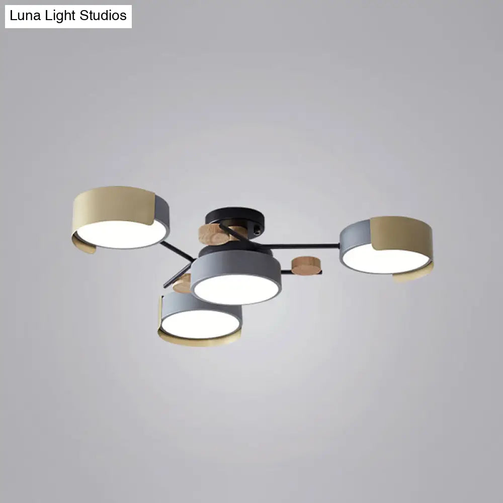 DecorBites™ DecorBites™ Grey Round Dining Room LED Ceiling Fixture with Acrylic Semi Flush Mount