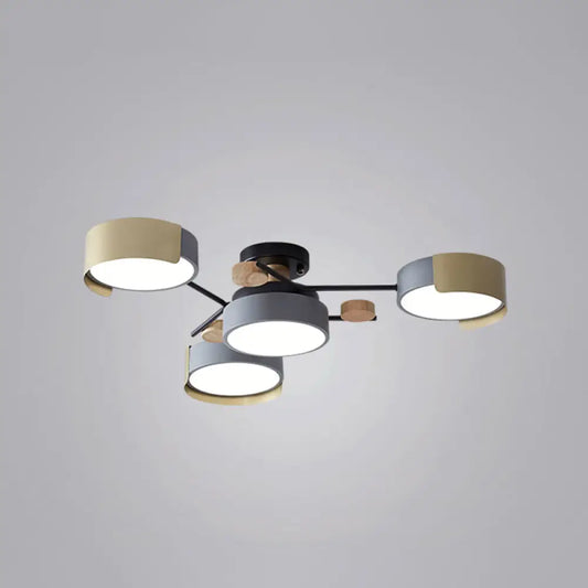 DecorBites™ DecorBites™ Grey Round Dining Room LED Ceiling Fixture with Acrylic Semi Flush Mount