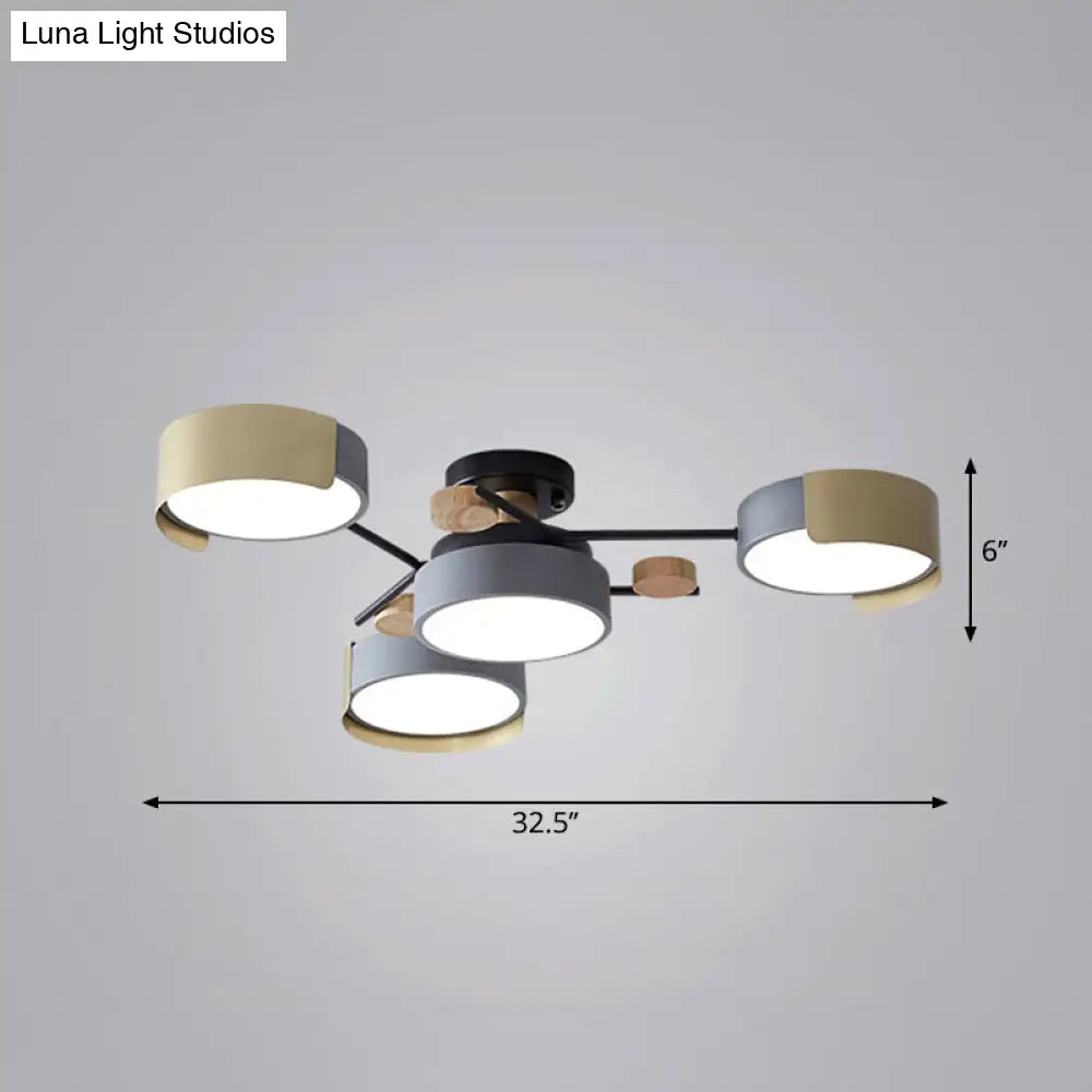 DecorBites™ DecorBites™ Grey Round Dining Room LED Ceiling Fixture with Acrylic Semi Flush Mount