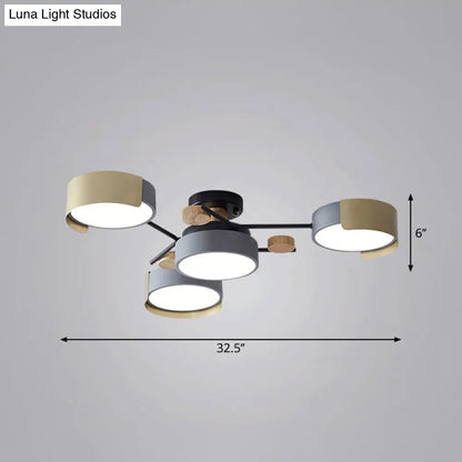 DecorBites™ DecorBites™ Grey Round Dining Room LED Ceiling Fixture with Acrylic Semi Flush Mount