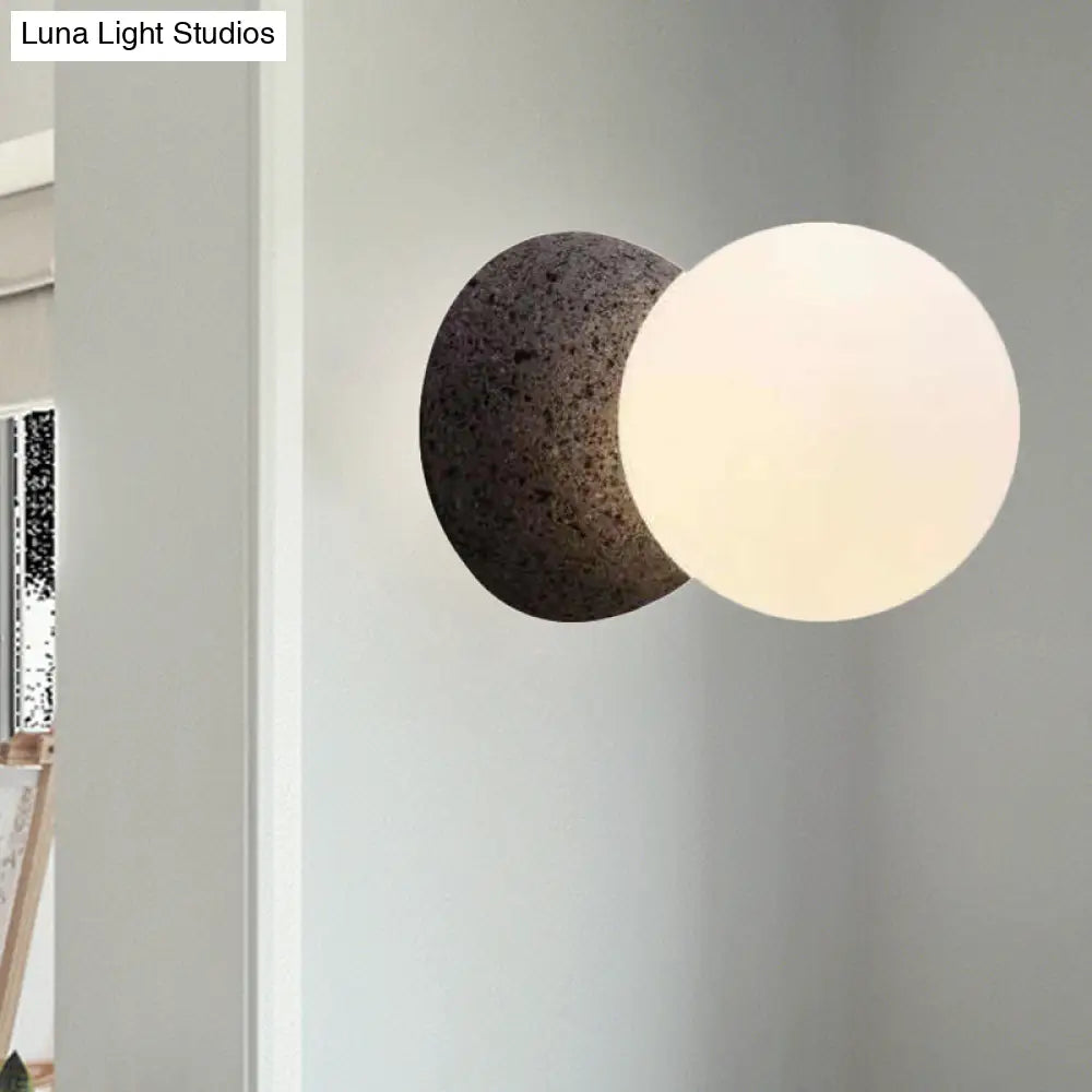 DecorBites™ Grey Spherical Wall Sconce with Opal Glass Shade - Minimalist 1-Bulb Lighting Fixture