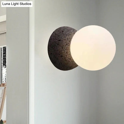 DecorBites™ Grey Spherical Wall Sconce with Opal Glass Shade - Minimalist 1-Bulb Lighting Fixture