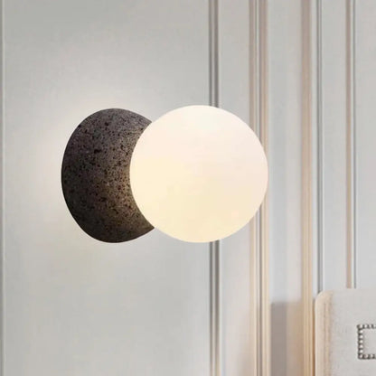 DecorBites™ Grey Spherical Wall Sconce with Opal Glass Shade - Minimalist 1-Bulb Lighting Fixture
