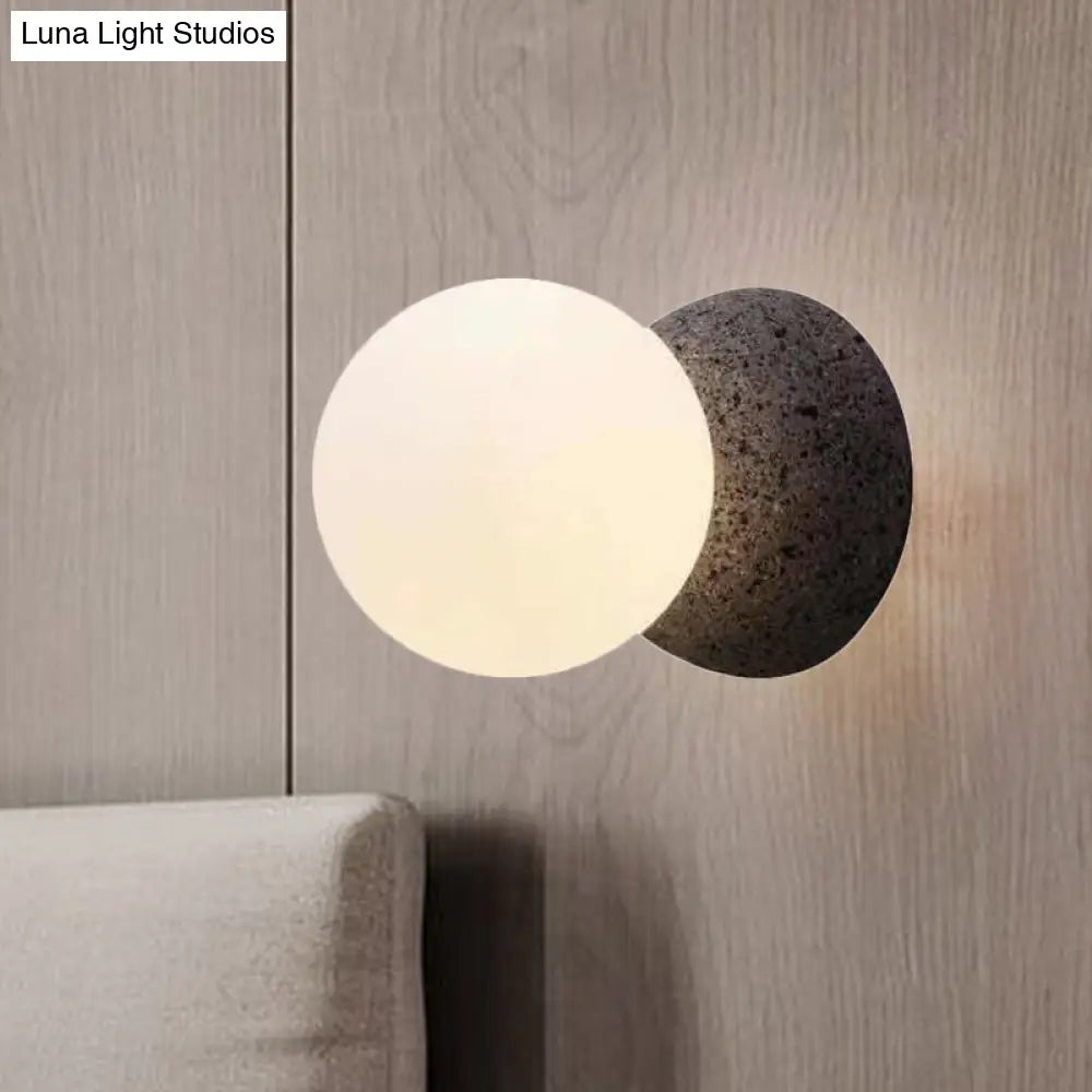 DecorBites™ Grey Spherical Wall Sconce with Opal Glass Shade - Minimalist 1-Bulb Lighting Fixture