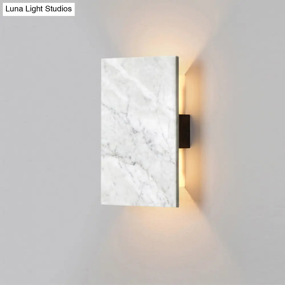 DecorBites™ Grey Wall Sconce with Rectangle Marble Shade - 2 Lights Bedside Wall Mounted Lamp