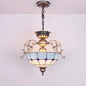 Grid-Glass Inverted Dome Chandelier Pendant Light with 3 Bulbs - Ideal for Entryway