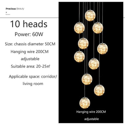Gypsophila Glass Bubble Staircase Pendant Chandelier - Decorbites