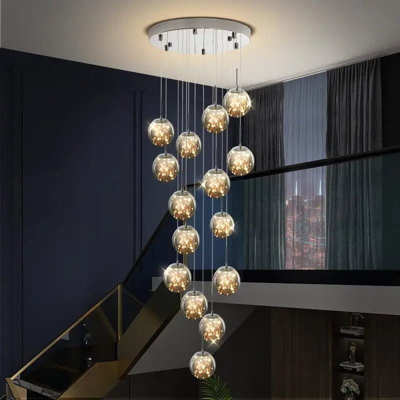 Gypsophila Glass Bubble Staircase Pendant Chandelier - Decorbites