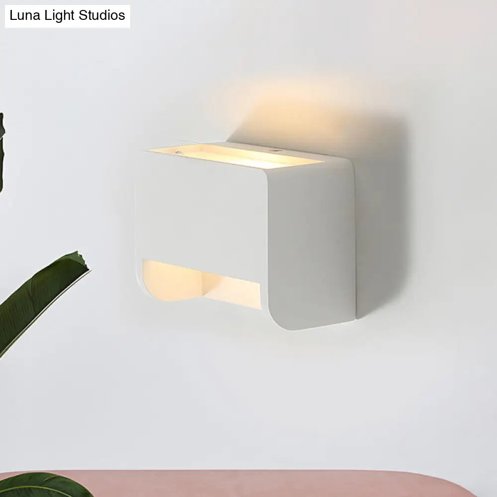 DecorBites™ Gypsum 1-Light LED Wall Lamp in Minimalist Box Shape for Bedroom, White