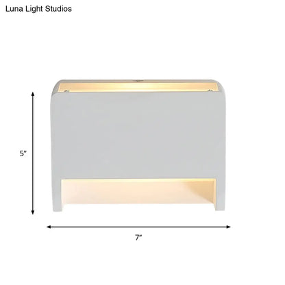DecorBites™ Gypsum 1-Light LED Wall Lamp in Minimalist Box Shape for Bedroom, White