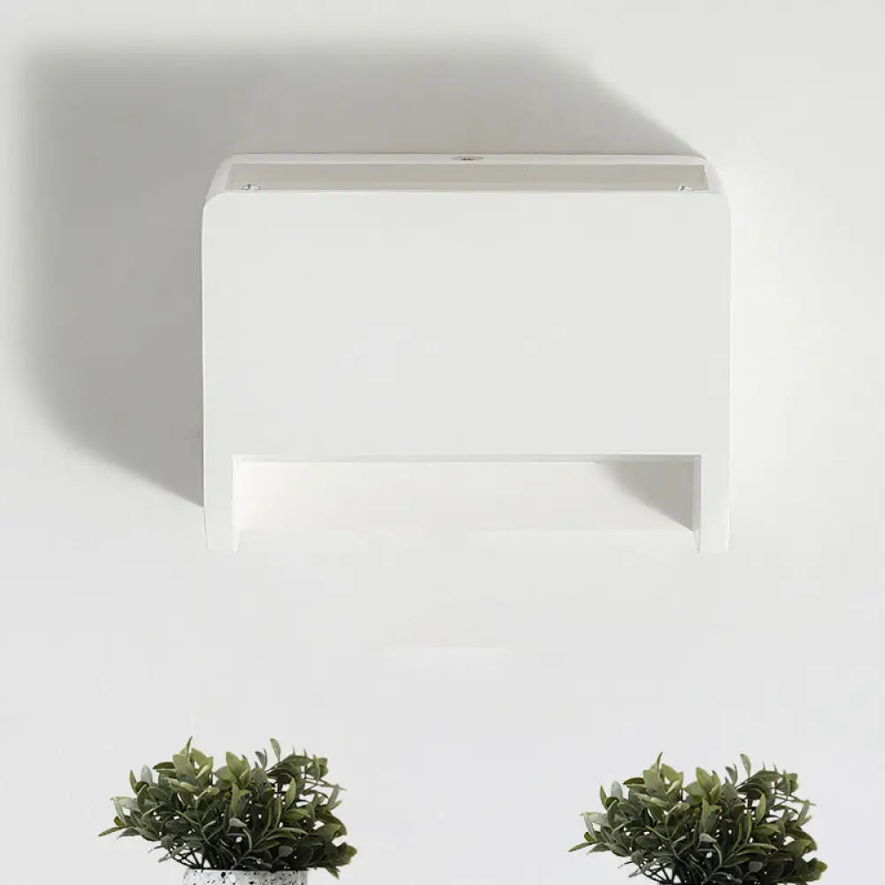 DecorBites™ Gypsum 1-Light LED Wall Lamp in Minimalist Box Shape for Bedroom, White