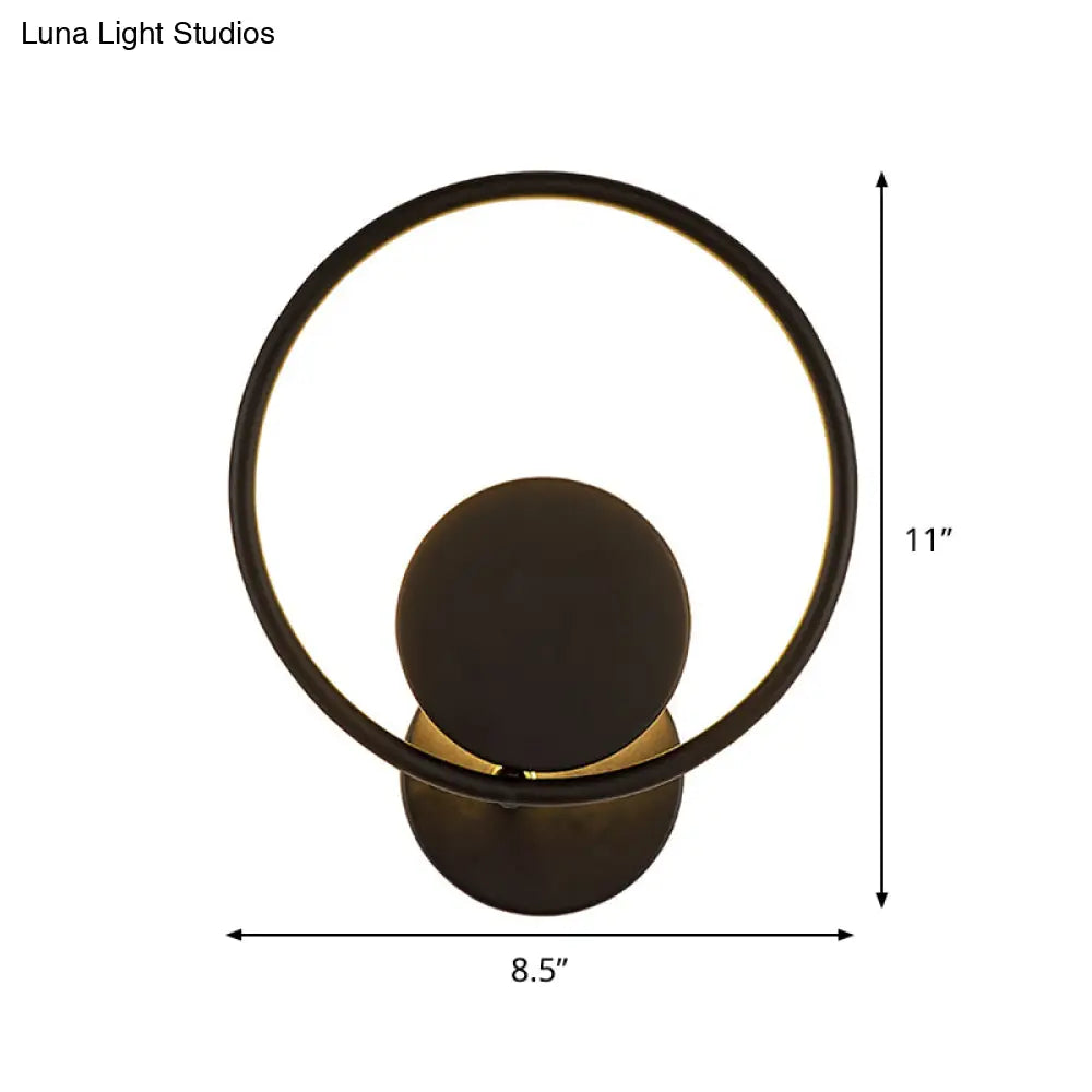 DecorBites™ Halo Ring Metallic Sconce Light - Minimalist Black LED Wall Lamp in Warm/White Light