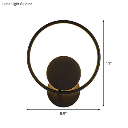 DecorBites™ Halo Ring Metallic Sconce Light - Minimalist Black LED Wall Lamp in Warm/White Light