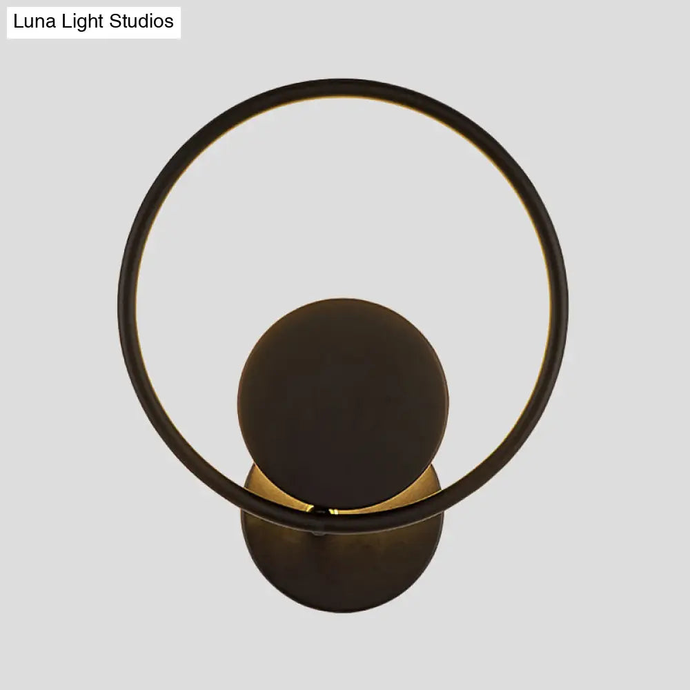 DecorBites™ Halo Ring Metallic Sconce Light - Minimalist Black LED Wall Lamp in Warm/White Light