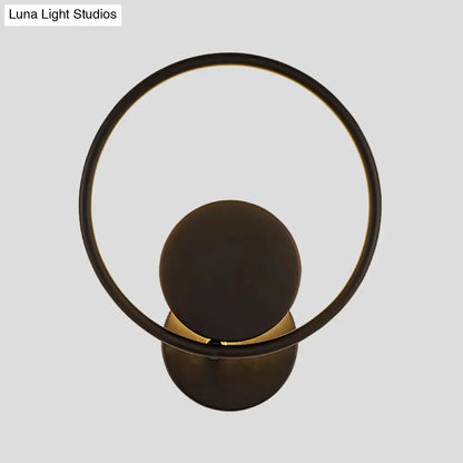 DecorBites™ Halo Ring Metallic Sconce Light - Minimalist Black LED Wall Lamp in Warm/White Light