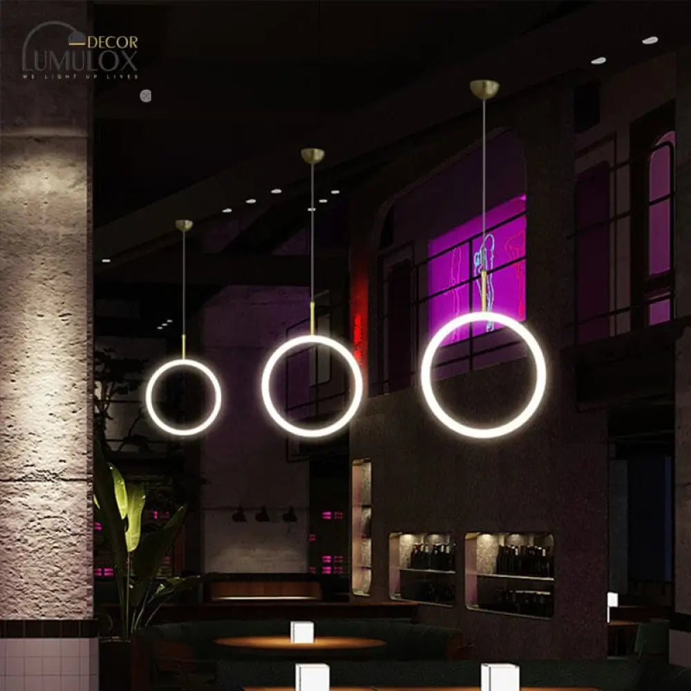 DecorBites™ DecorBites™ Halo Ring Restaurant Down Pendant Light in Gold, Warm/White Light