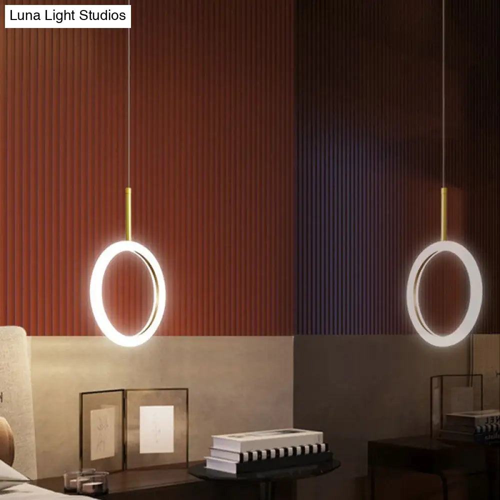 DecorBites™ DecorBites™ Halo Ring Restaurant Down Pendant Light in Gold, Warm/White Light