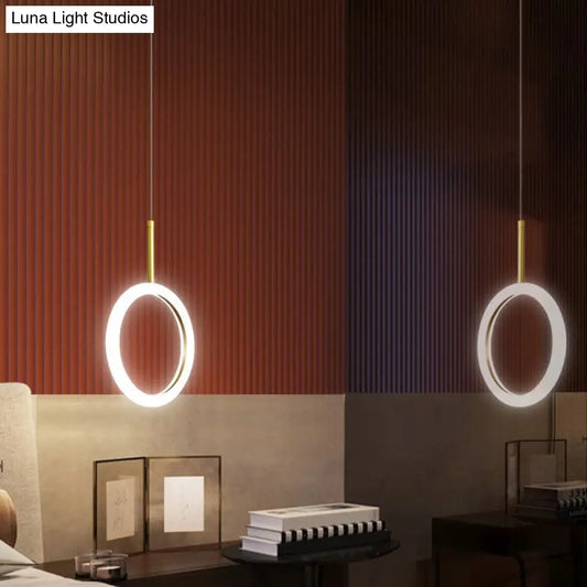 DecorBites™ DecorBites™ Halo Ring Restaurant Down Pendant Light in Gold, Warm/White Light