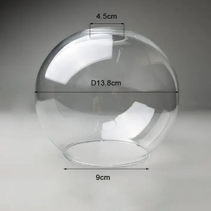 Hand blown clear glass globe lampshade with smooth transparent surface 13.8cm diameter for living room lighting