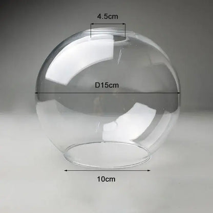 Hand blown clear glass globe lampshade with 15cm diameter and 10cm base for living room lighting