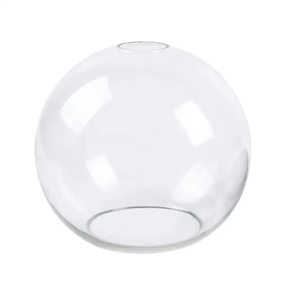Hand blown clear glass globe lampshade with smooth transparent surface and subtle reflective highlights for living room lighting