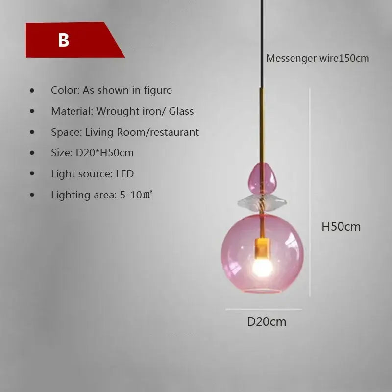 Pink hand blown candy glass chandelier pendant light with brass fixture and led bulb for dining room decorbites pendant light