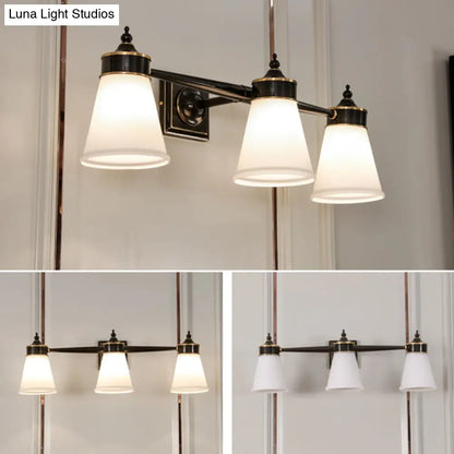 DecorBites™ Hand-Blown Cream Glass Bath Wall Sconce Light - Postmodern Tapered Vanity Lighting