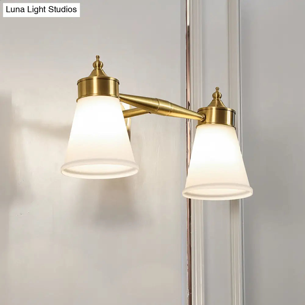 DecorBites™ Hand-Blown Cream Glass Bath Wall Sconce Light - Postmodern Tapered Vanity Lighting