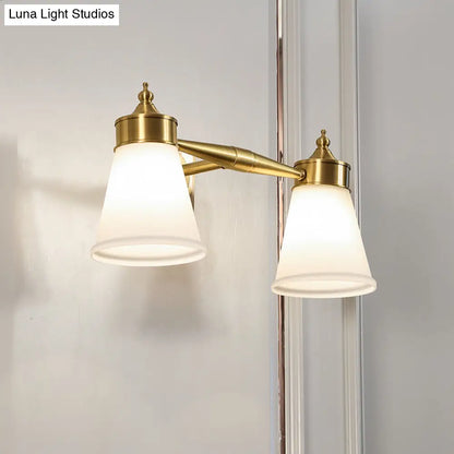 DecorBites™ Hand-Blown Cream Glass Bath Wall Sconce Light - Postmodern Tapered Vanity Lighting