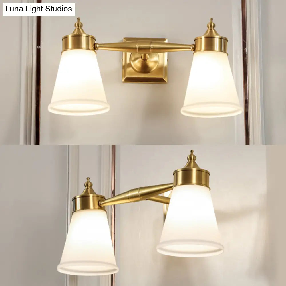 DecorBites™ Hand-Blown Cream Glass Bath Wall Sconce Light - Postmodern Tapered Vanity Lighting